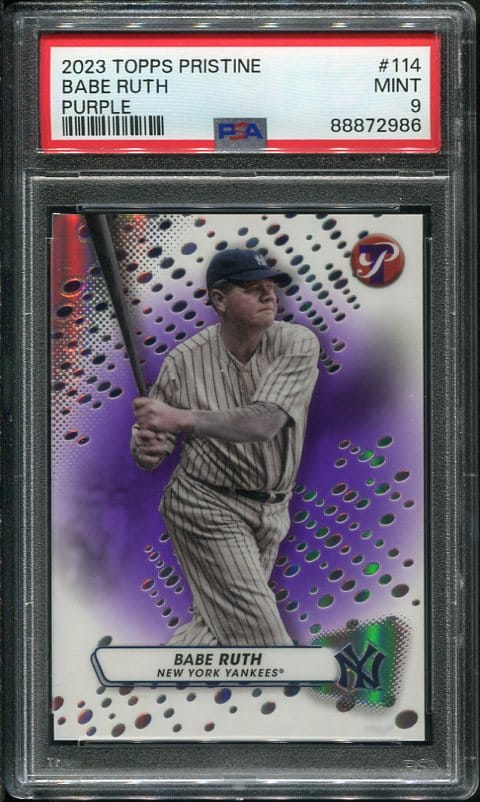 Authentic 2023 Topps Pristine Purple #114 Babe Ruth PSA 9 Baseball Card