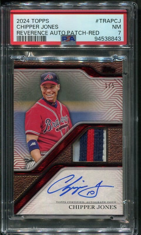 Authentic Autographed PSA 7 2024 Topps Chipper Jones Reverence Patch Baseball Card