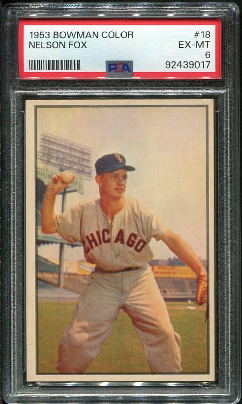 Authentic 1953 Bowman Color #18 Nellie Fox PSA 6 Baseball Card