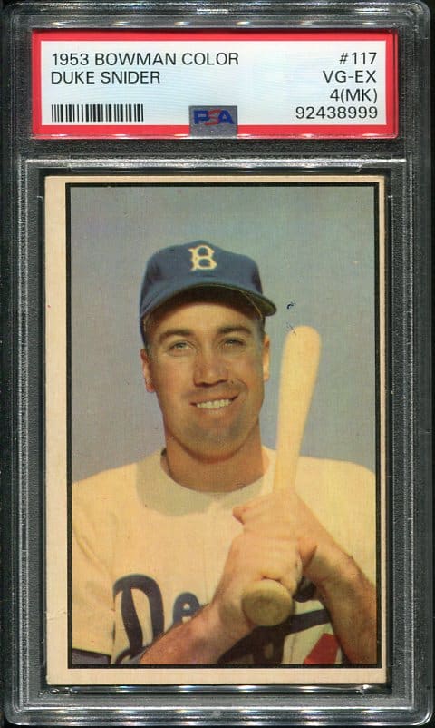 Authentic 1953 Bowman Color #117 Duke Snider PSA 4(MK) Baseball Card