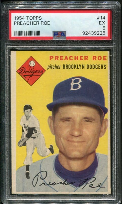 Authentic 1954 Topps #14 Preacher Roe PSA 5 Baseball Card