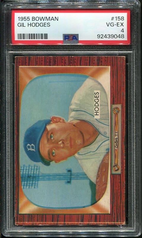 Authentic 1955 Bowman #158 Gil Hodges PSA 4 Baseball Card