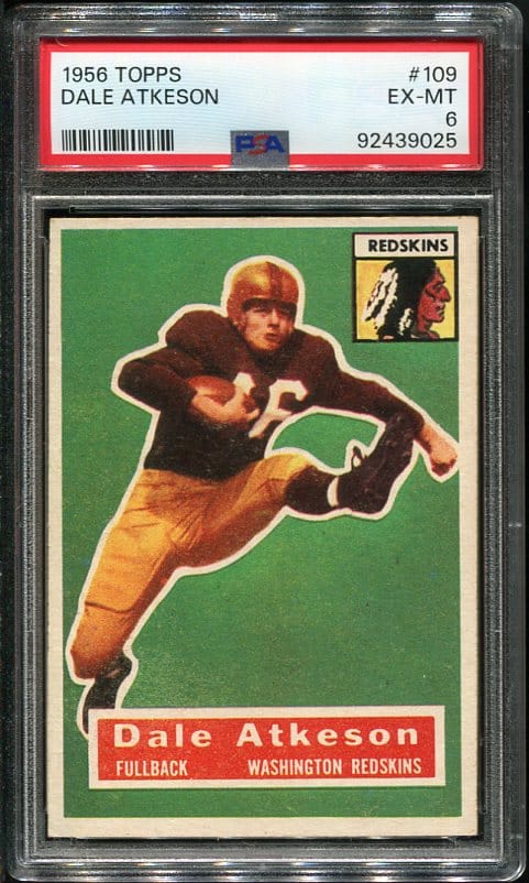 Authentic 1956 Topps #109 Dale Atkeson PSA 6 Football Card