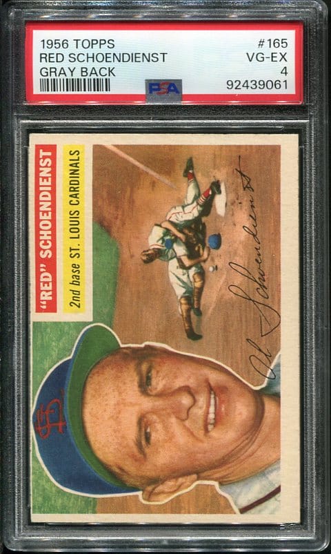 Authentic 1956 Topps #165 Red Schoendienst PSA 4 Baseball Card