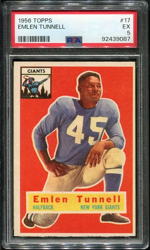 Authentic 1956 Topps #17 Emlen Tunnell PSA 5 Football Card