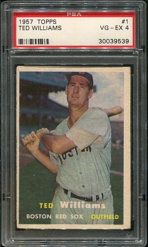 Authentic 1957 Topps #1 Ted Williams PSA 4 Baseball Card