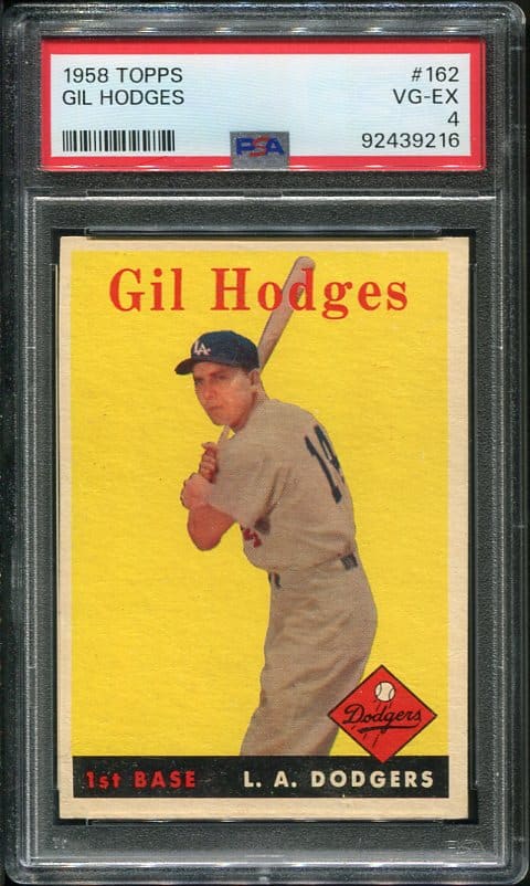 Authentic 1958 Topps #162 Gil Hodges PSA 4 Vintage Baseball Card