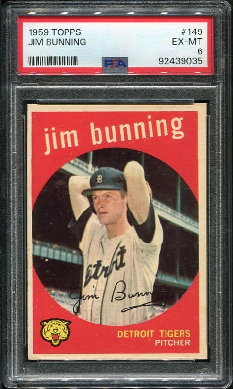 Authentic 1959 Topps #149 Jim Bunning PSA 6 Baseball Card