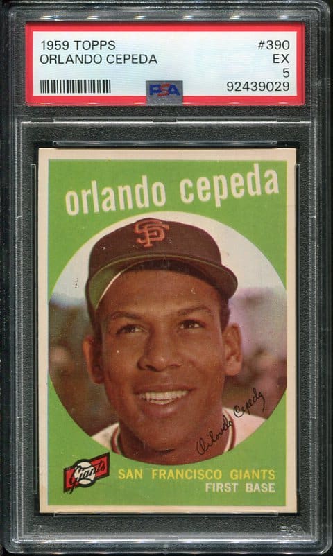 Authentic 1959 Topps #390 Orlando Cepeda PSA 5 Baseball Card