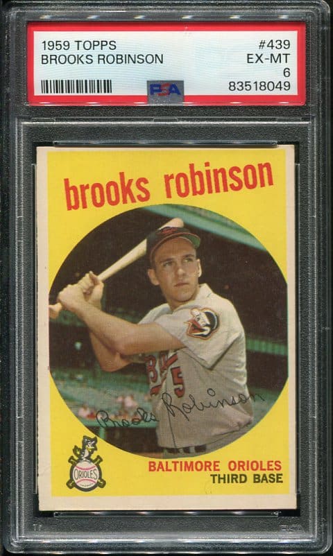 Authentic 1959 Topps #439 Brooks Robinson PSA 6 Baseball Card