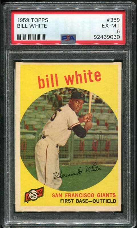 Authentic 1959 Topps #359 Bill White RC PSA 6 Baseball Card