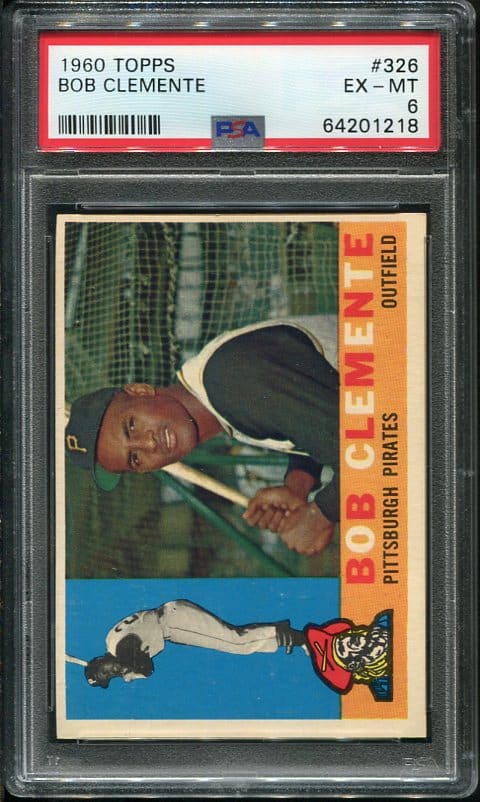 Authentic 1960 Topps #326 Roberto Clemente PSA 6 Baseball Card