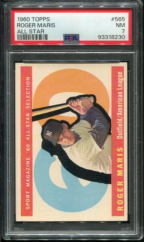 Authentic 1960 Topps #565 Roger Maris All Star PSA 7 Baseball Card