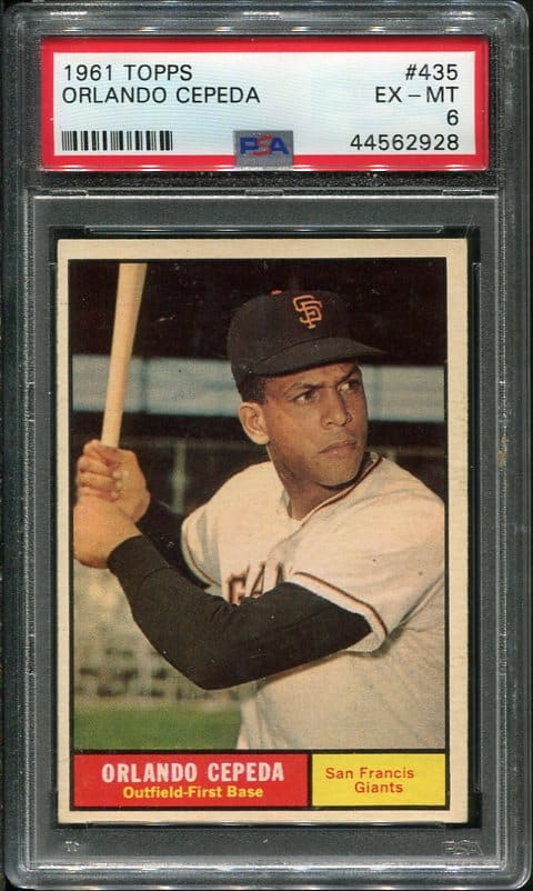 Authentic 1961 Topps #435 Orlando Cepeda PSA 6 Baseball Card