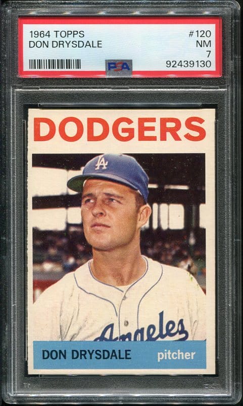 Authentic 1964 Topps #120 Don Drysdale PSA 7 Baseball Card