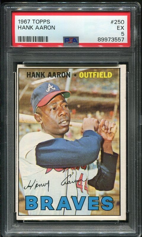 Authentic 1967 Topps #250 Hank Aaron PSA 5 Baseball Card