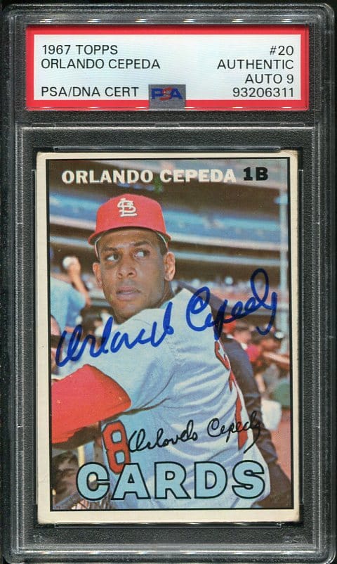 Authentic 1967 Topps #20 Orlando Cepeda Autogrpahed PSA/DNA Baseball Card