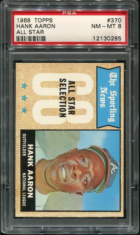 Authentic 1968 Topps #370 Hank Aaron All Star PSA 8 Baseball Card