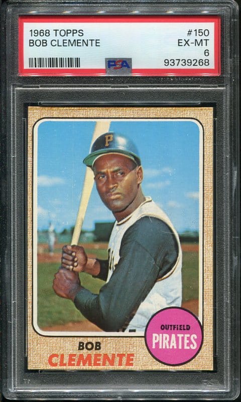 Authentic 1968 Topps #150 Roberto Clemente PSA 6 Baseball Card