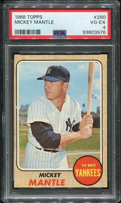 Authentic 1968 Topps #280 Mickey Mantle PSA 4 Baseball Card