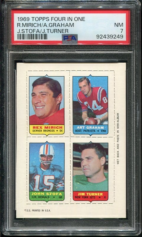 Authentic 1969 Topps Four In One PSA 7 Football Card