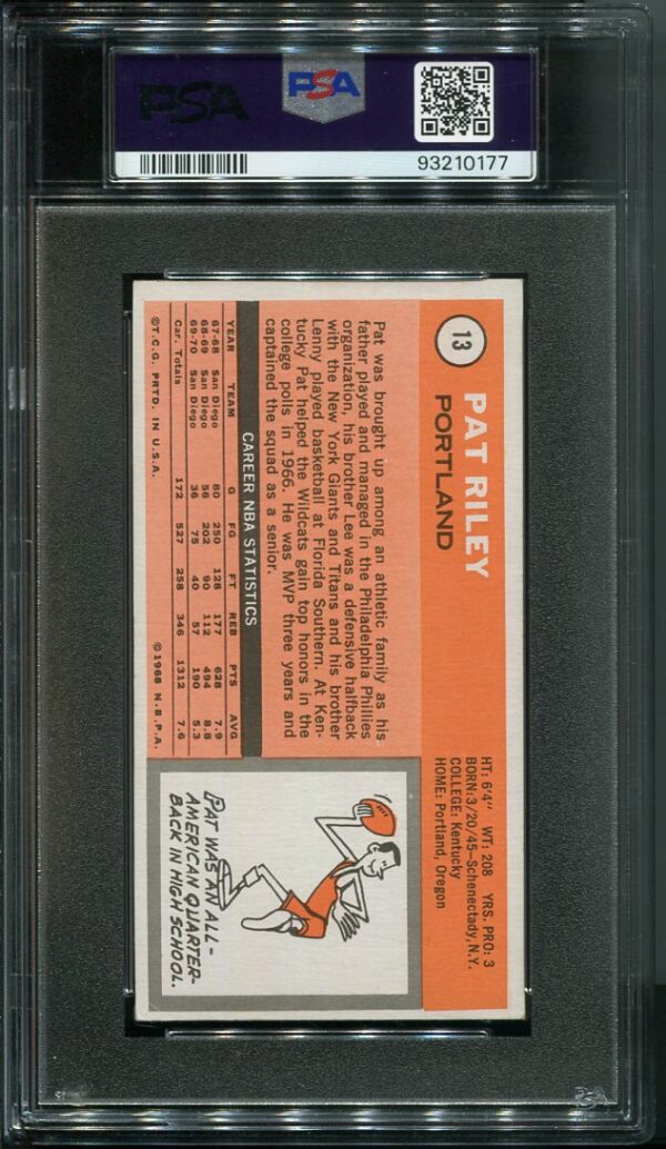 Authentic 1970 Topps #13 Pat Riley PSA 5 Rookie Basketball Card