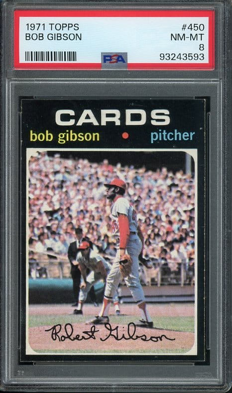 Authentic 1971 Topps #450 Bob Gibson PSA 8 Baseball Card