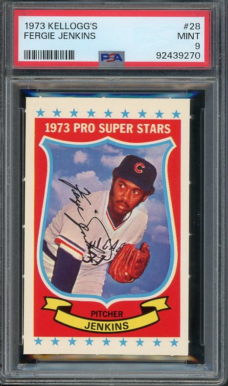 Authentic 1973 Kellogg's #28 Fergie Jenkins PSA 9 Baseball Card