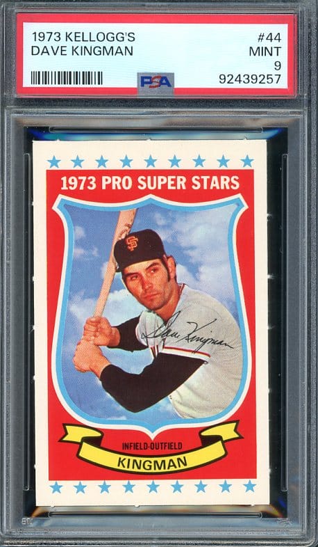 Authentic 1973 Kellogg's #44 Dave Kingman PSA 9 Baseball Card