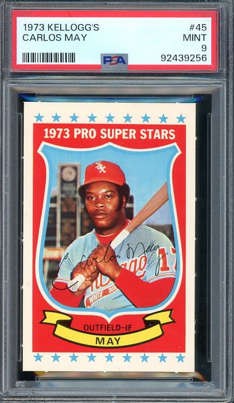 Authentic 1973 Kellogg's #45 Carlos May PSA 9 Baseball Card