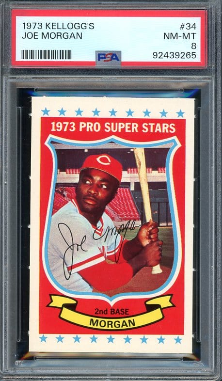 Authentic 1973 Kellogg's #34 Joe Morgan PSA 8 Baseball Card