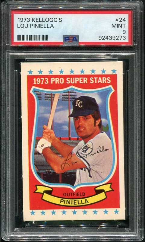 Authentic 1973 Kellogg's #24 Lou Piniella PSA 9 Baseball Card