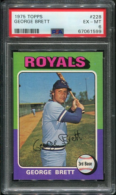 Authentic 1975 Topps #228 George Brett PSA 6 Baseball Card