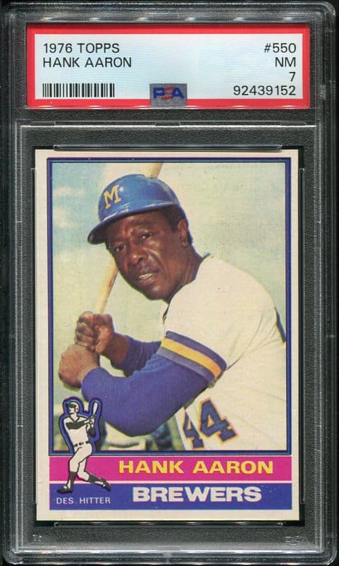 Authentic 1976 Topps #550 Hank Aaron PSA 7 Baseball Card