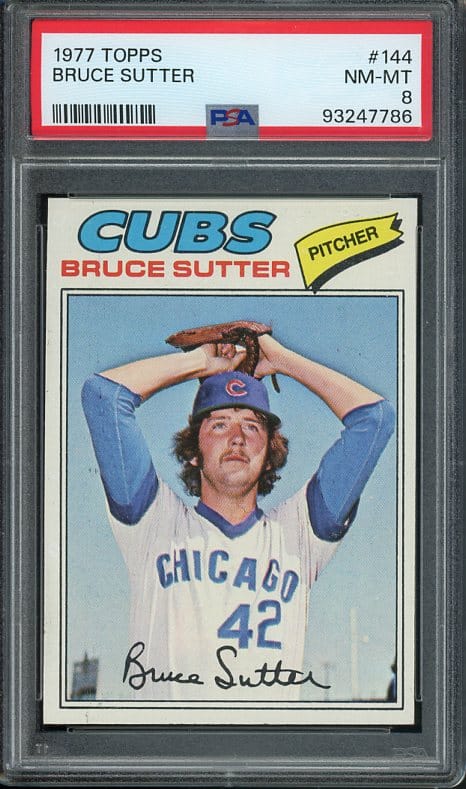 Authentic 1977 Topps #144 Bruce Sutter PSA 8 Rookie Baseball Card