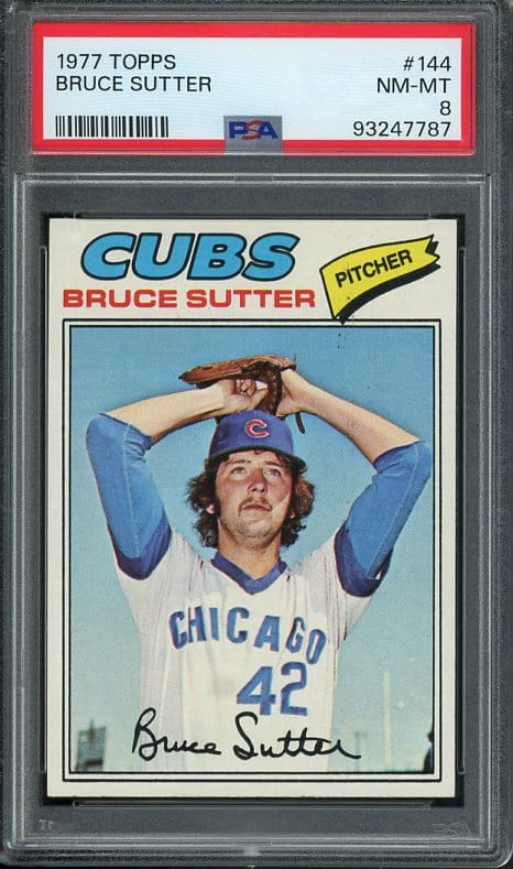 Authentic 1977 Topps #144 Bruce Sutter PSA 8 Rookie Baseball Card