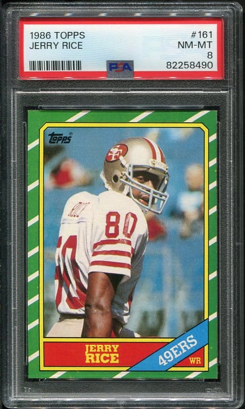 Authentic 1986 Topps #161 Jerry Rice PSA 8 Rookie Football Card