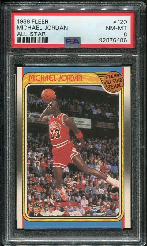 Authentic 1988 Fleer #120 All Star Michael Jordan PSA 8 Basketball Card