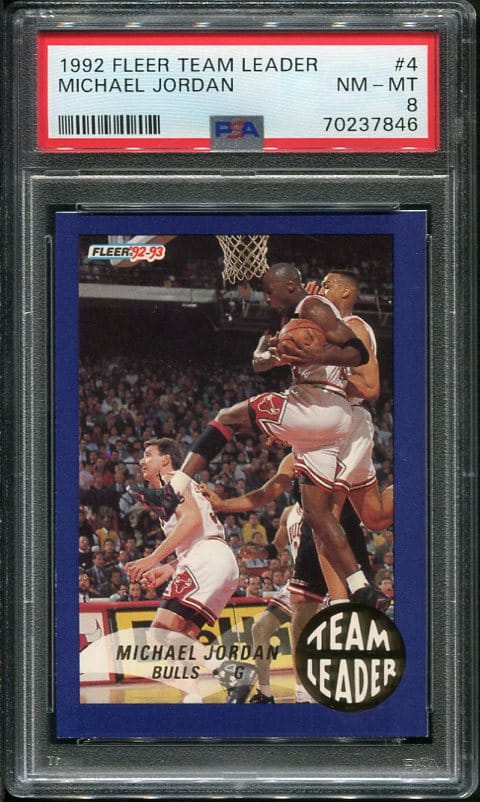 Authentic 1992 Fleer Team Leader #4 Michael Jordan PSA 8 Basketball Card