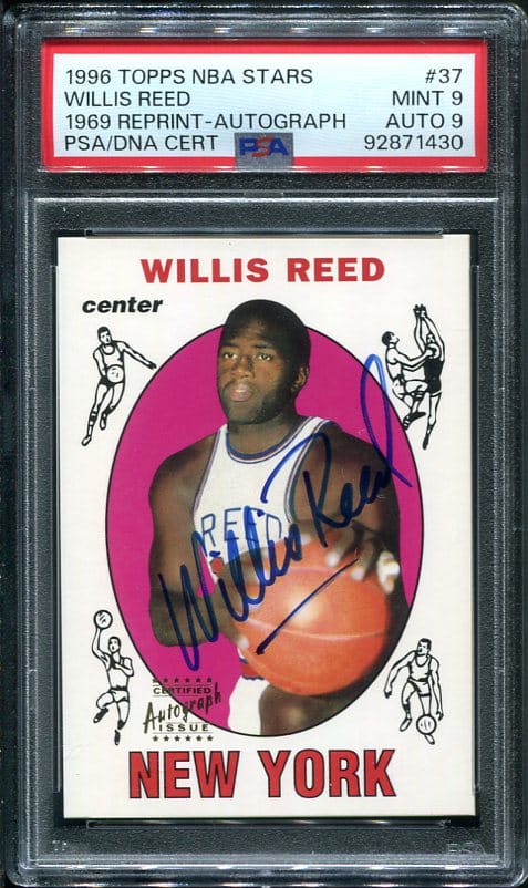 Authentic Autographed 1996 Topps NBA Stars #37 Willis Reed 69 Reprint Basketball Card