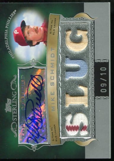 Authentic 2007 Topps Sterling Stardom Mike Schmidt Autographed Quad Relic Baseball Card