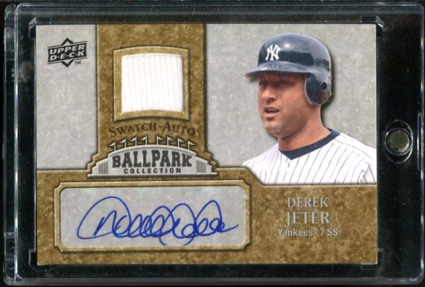 Authentic Autographed 2000 Upper Deck Ballpark Collection #JA-DJ Derek Jeter Game-Used Jersey Swatch Baseball Card