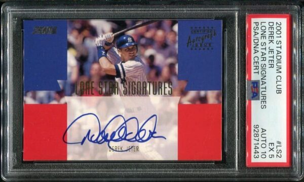 Authentic Autographed 2001 Topps Stadium Club #LS2 Derek Jeter Lone Star Signatures Baseball Card