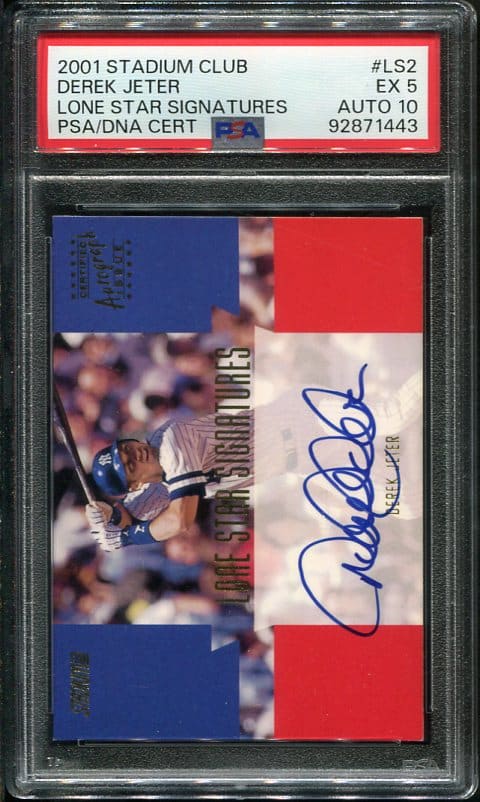 Authentic Autographed 2001 Topps Stadium Club #LS2 Derek Jeter Lone Star Signatures Baseball Card