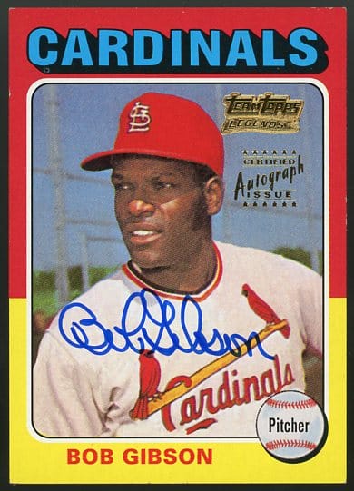 Authentic Autographed 2001 Topps Team Legends #150 Bob Gibson Baseball Card