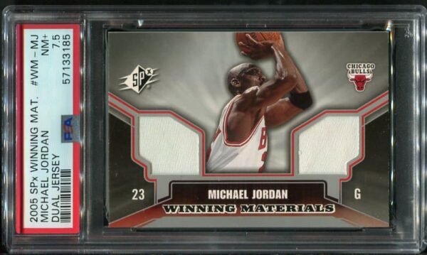 Authentic 2005 SPx Winning Materials Dual Jersey Michael Jordan PSA 7.5 Basketball Card