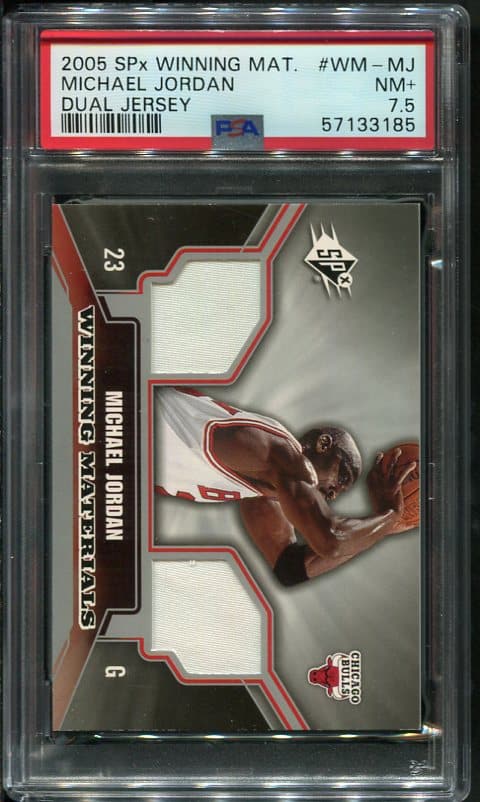 Authentic 2005 SPx Winning Materials Dual Jersey Michael Jordan PSA 7.5 Basketball Card