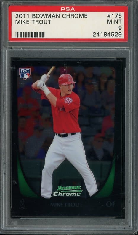 Authentic 2011 Bowman Chrome #175 Mike Trout PSA 9 Rookie Baseball Card