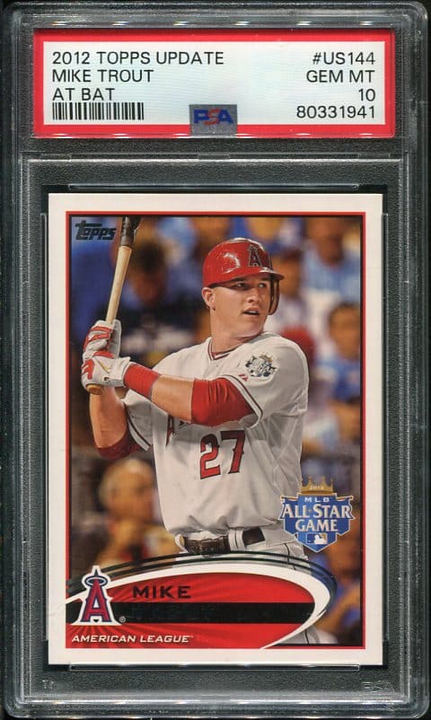 Authentic 2012 Topps Update #US144 Mike Trout At Bat PSA 10 Baseball Card