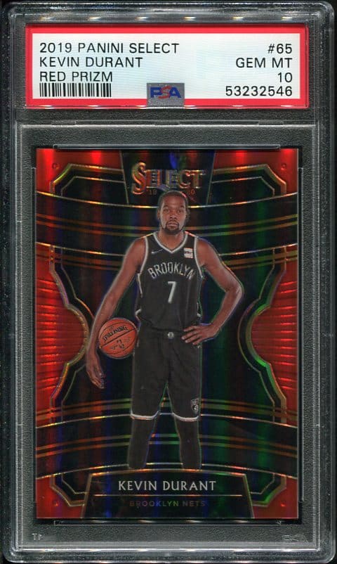 Authentic 2019 Panini Select #65 Kevin Durant Red Prizm Basketball Card